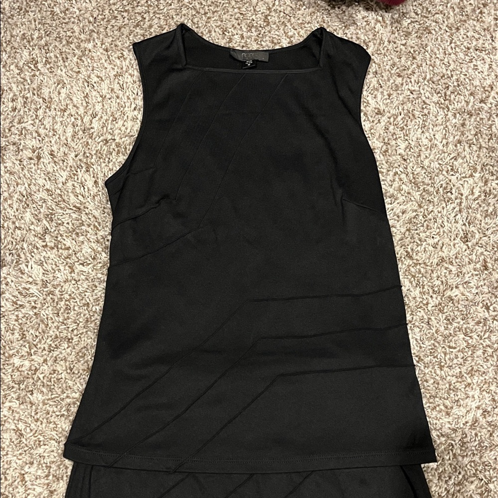 Vintage Black Sleeveless Top and Skirt